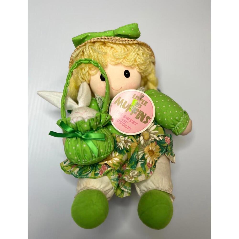 Vintage 1988 Little Miss Muffins Green Doll w Bunny Tag